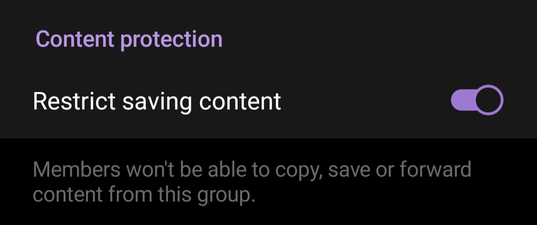 Enable the `Restrict content sharing` setting
