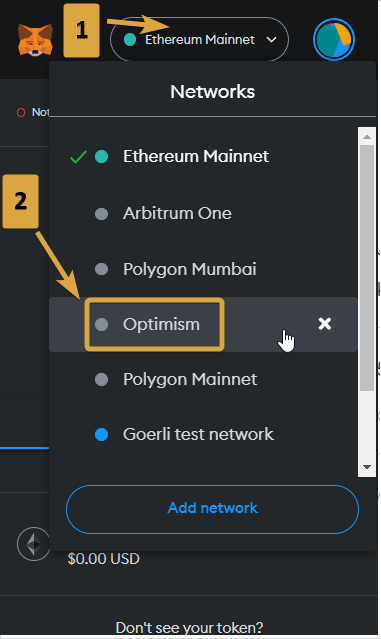Switch to the Optimism network