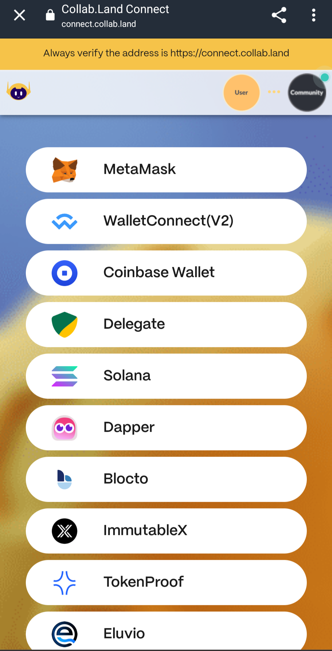 Select your wallet to verify