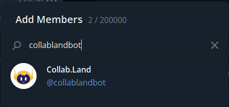 The correct Collab.Land bot `@collablandbot`